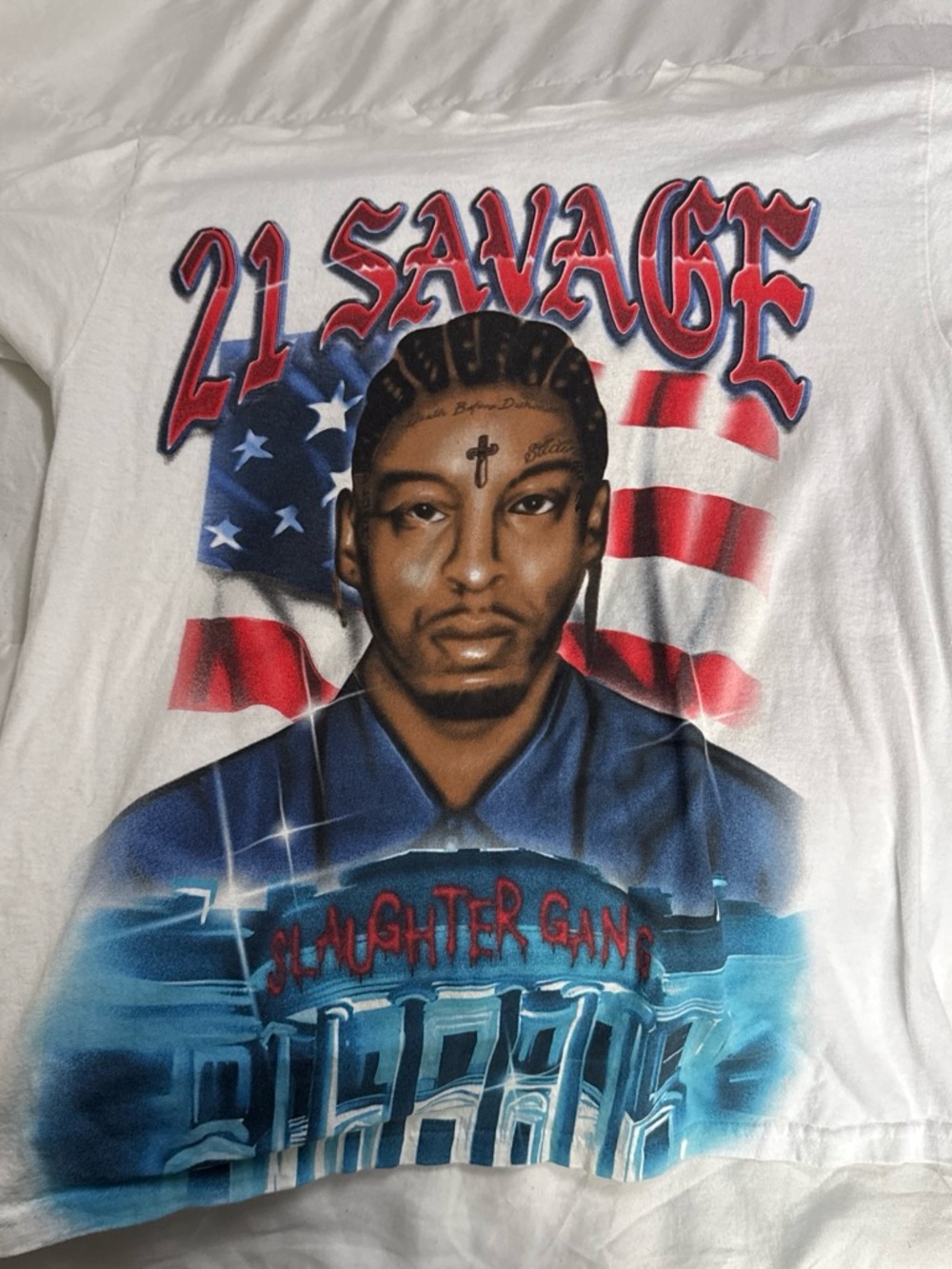 21 Savage Graphic Tee - White Printed Men’s Shirt